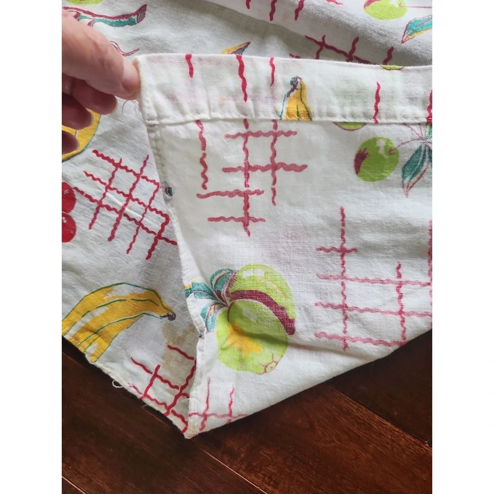 Vtg 40's-50's Feed flour Sack Fabric Valances authentic Cotton Fruit Print 40x24